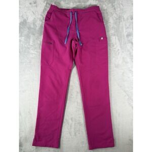 Figs Women's Skinny Pants in Vibrant Magenta with Blue Accent